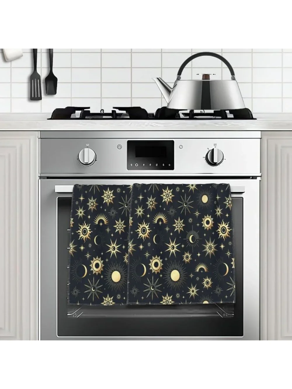 Soft Absorbent Decorative Bath Towels - Sun Moon Stars Design for Home & Beach